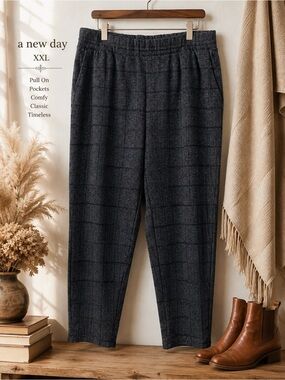 🖤 A New Day Dark Gray Plaid Pull-On Pants Women’s XXL